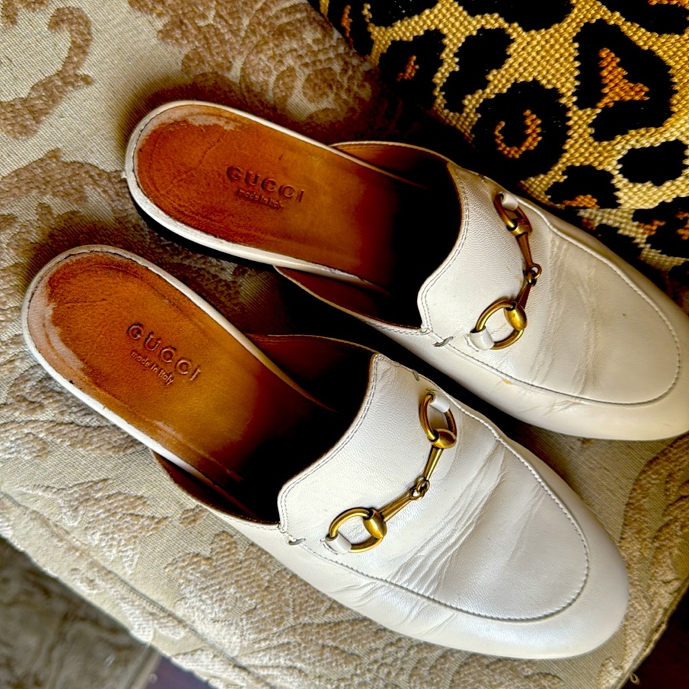 Gucci Princetown mules- white and gold - Picture 3 of 9